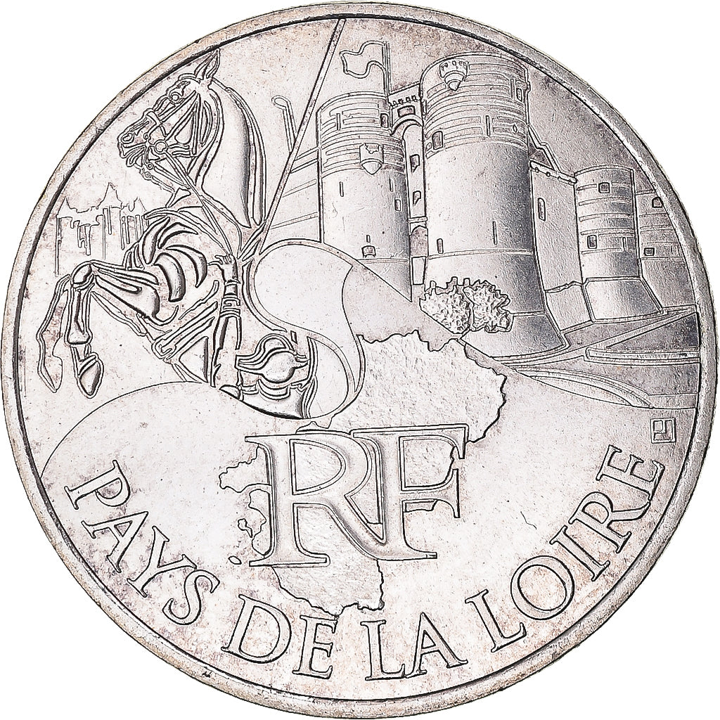 France, 10 Euro, Pays de la Loire, 2011, MS(63), Silver