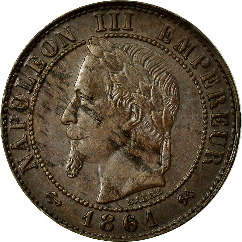 Coin, France, Napoleon III, Napoléon III, Centime, 1861, Bordeaux, AU(50-53)