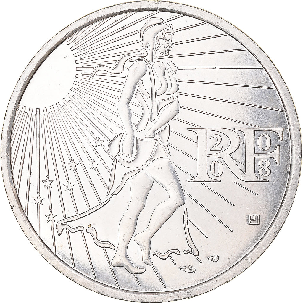 France, 15 Euro, 2008, Semeuse, MS(63), Silver, Gadoury:2, KM:1535