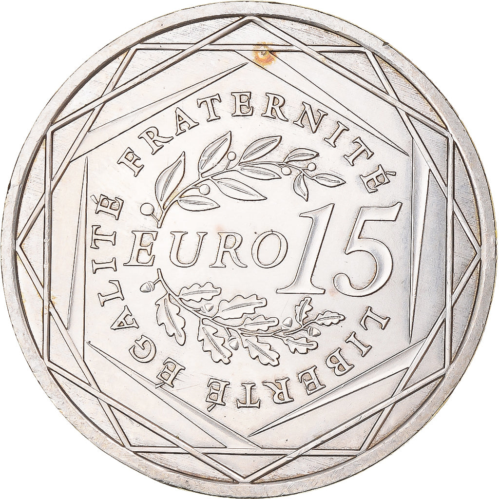 France, 15 Euro, 2008, Semeuse, MS(63), Silver, Gadoury:2, KM:1535