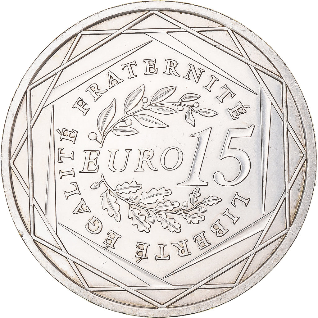 France, 15 Euro, 2008, Semeuse, MS(63), Silver, Gadoury:2, KM:1535