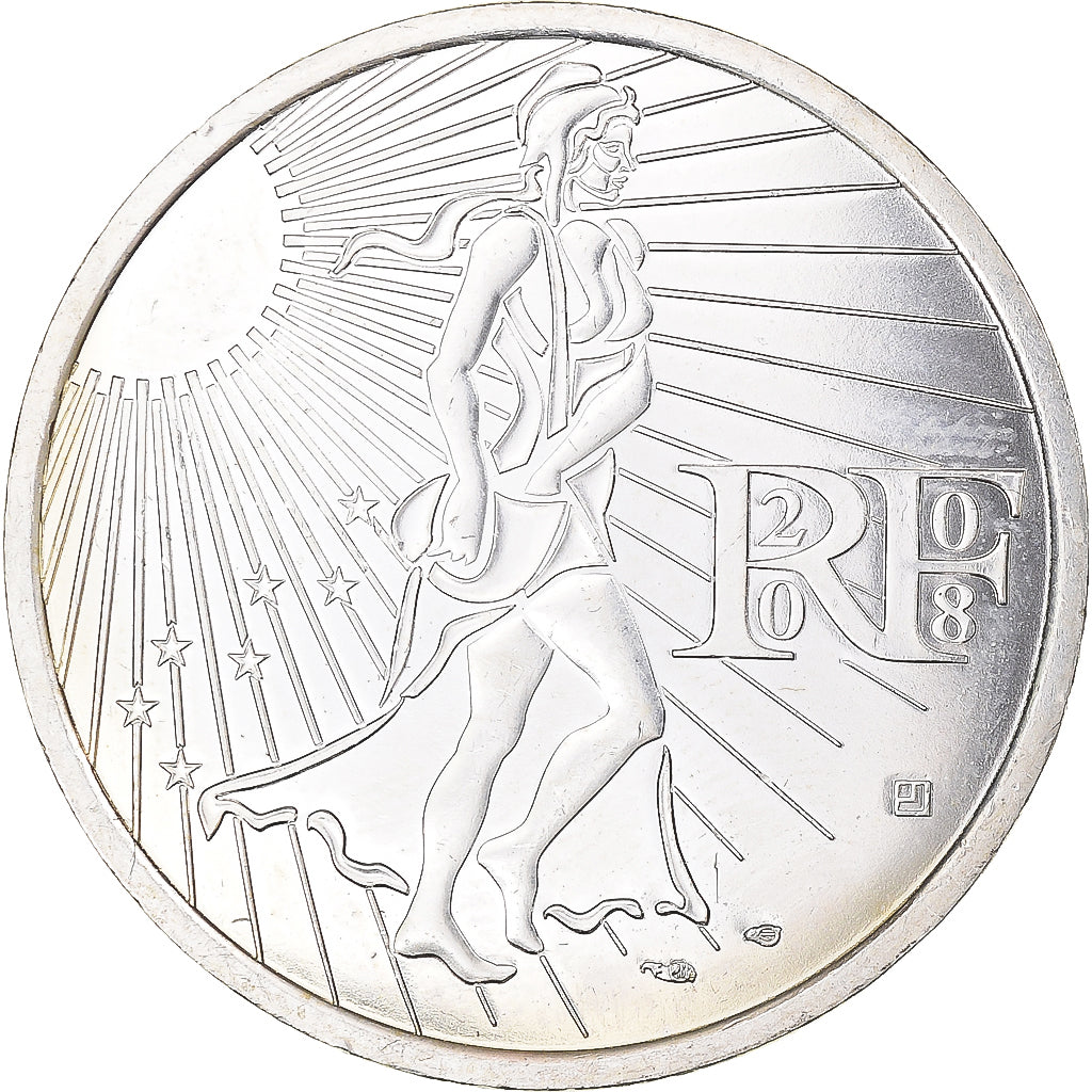 France, 15 Euro, Semeuse, 2008, AU(55-58), Silver, Gadoury:EU288, KM:1535