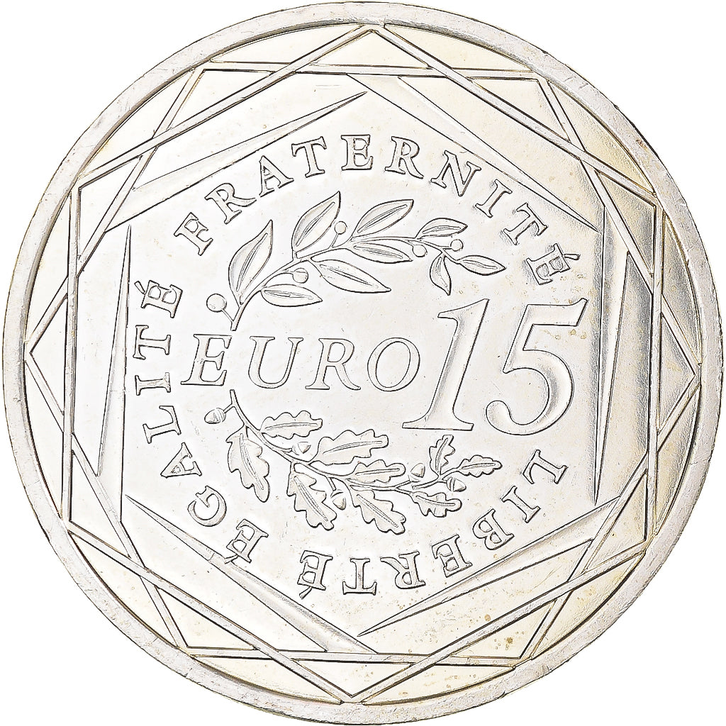 France, 15 Euro, Semeuse, 2008, AU(55-58), Silver, Gadoury:EU288, KM:1535