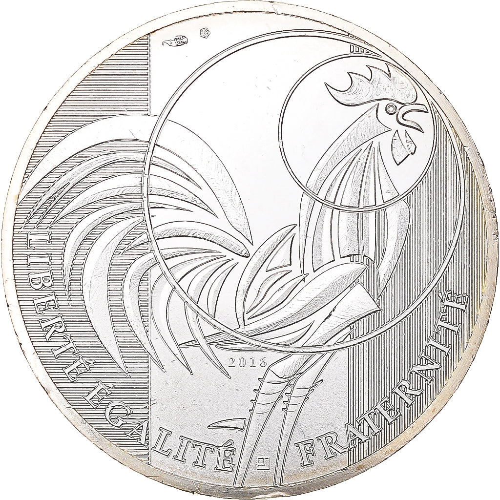 Francja, 10 Euro, Coq, 2016, MS(63), Srebro, Gadoury:EU797