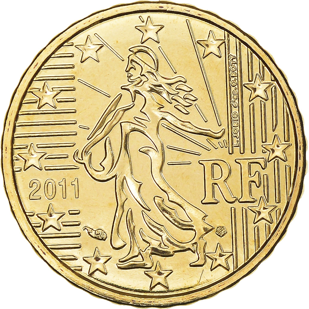 França, 10 Euro Cent, 2011, Paris, BU, MS(65-70), Latão, Gadoury:4b., KM:1410