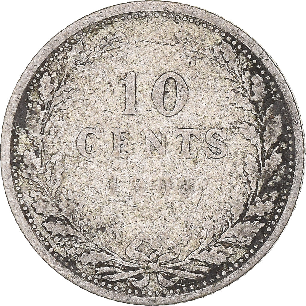 Moeda, Países Baixos, Wilhelmina I, 10 Cents, 1903, VF(20-25), Prata