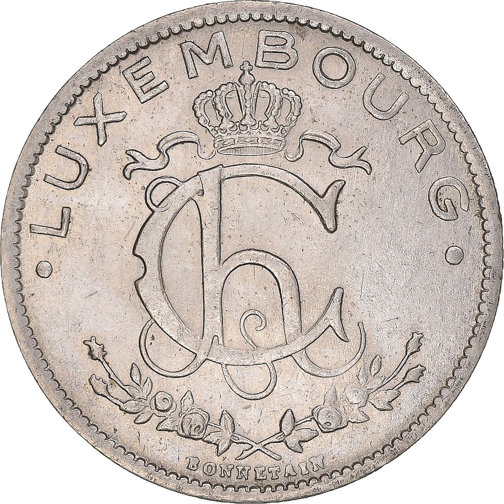 Coin, Luxembourg, Charlotte, Franc, 1935, EF(40-45), Nickel, KM:35