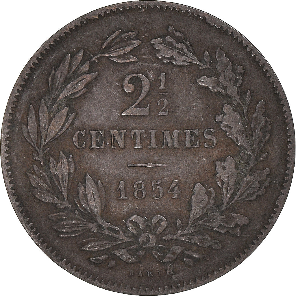 Coin, Luxembourg, William III, 2-1/2 Centimes, 1854, Utrecht, EF(40-45), Bronze