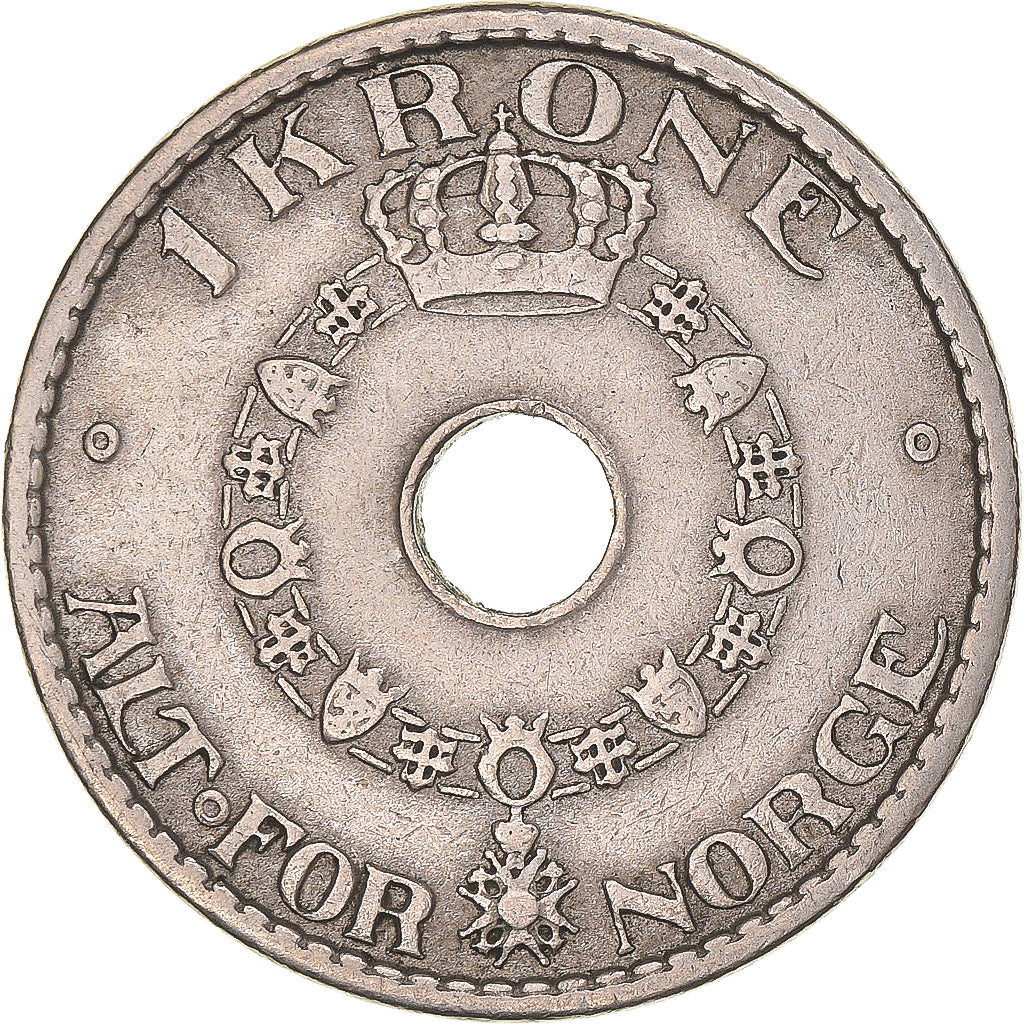 Moneda, Noruega, Haakon VII, Krone, 1936, MBC, Cobre - níquel, KM:385