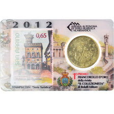 San Marino, 50 Euro Cent, 2012, Rome, Stamp and coin card, MS(65-70), Brass