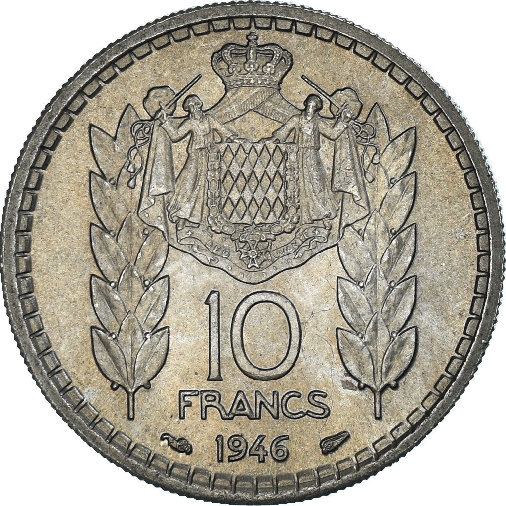 Coin, Monaco, 10 Francs, 1946, AU(50-53), Copper-nickel, KM:123, Gadoury:MC136