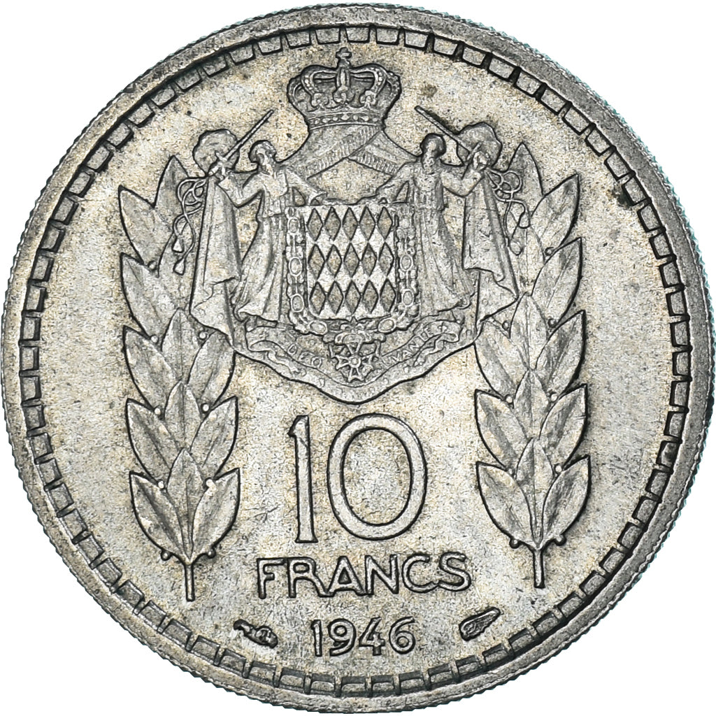 Coin, Monaco, 10 Francs, 1946, AU(50-53), Copper-nickel, KM:123, Gadoury:MC136