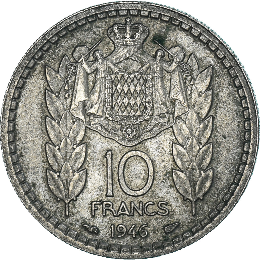 Moeda, Mónaco, 10 Francs, 1946, EF(40-45), Cobre-níquel, KM:123, Gadoury:MC136