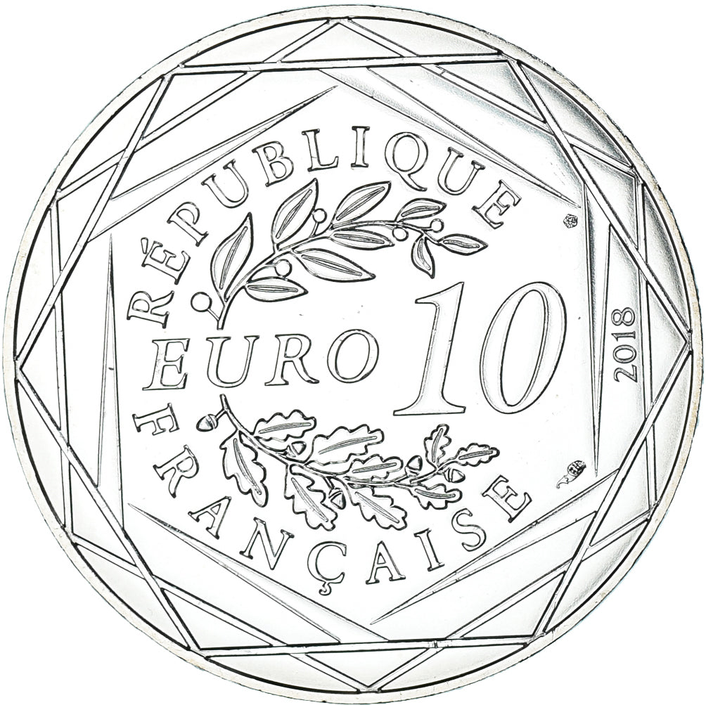 France, 10 Euro, Mickey un tour de Loire, 2018, MS(65-70), Silver