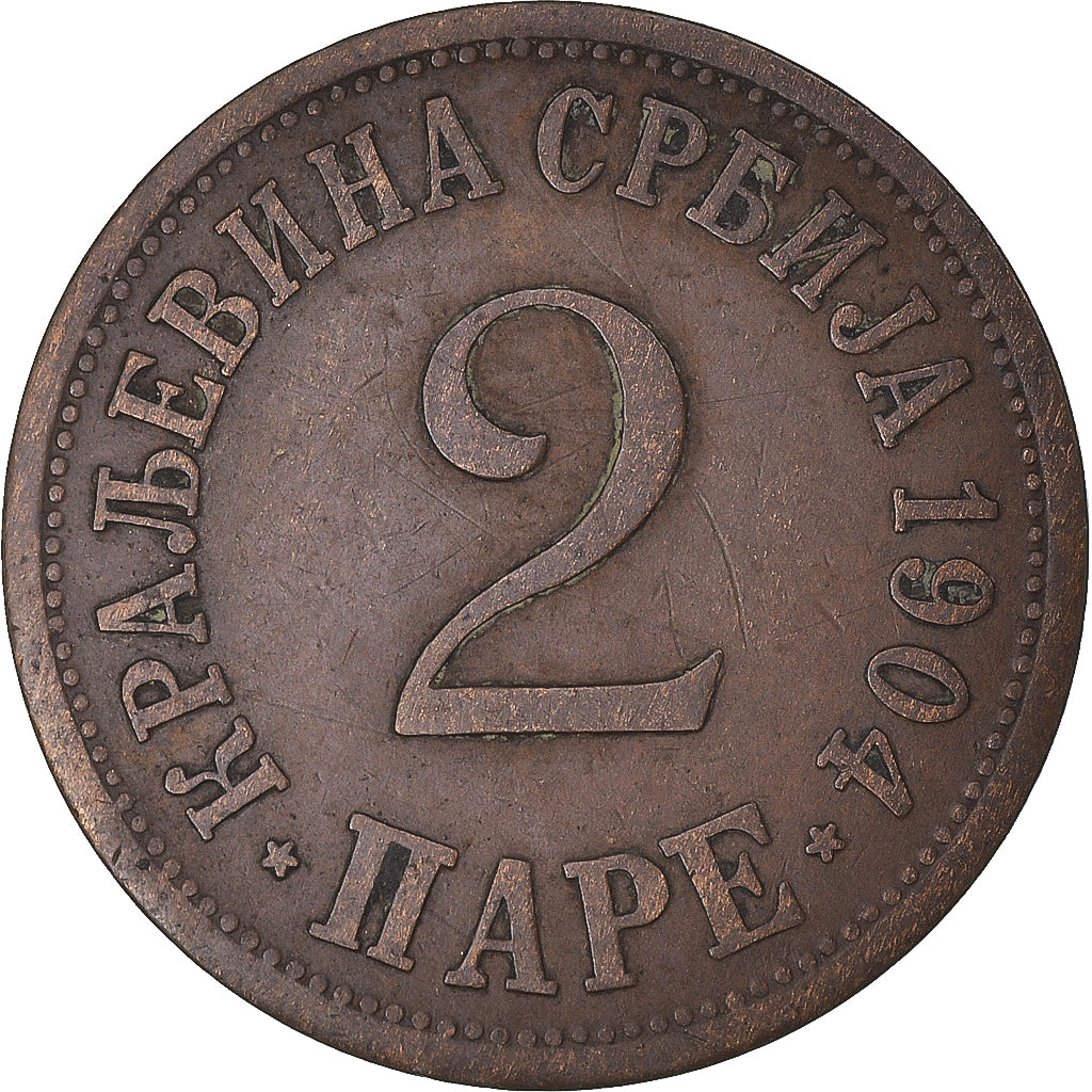 Coin, Serbia, Peter I, 2 Pare, 1904, EF(40-45), Bronze, KM:23