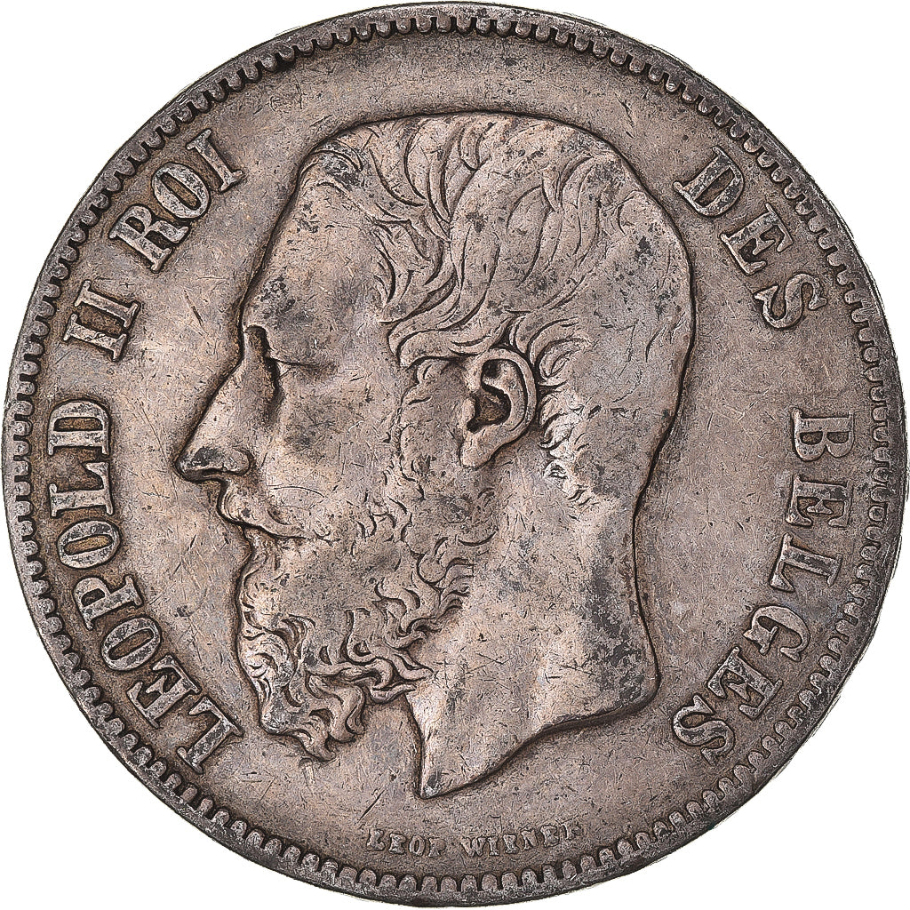 Moneta, Belgio, Leopold II, 5 Francs, 5 Frank, 1869, BB, Argento, KM:24