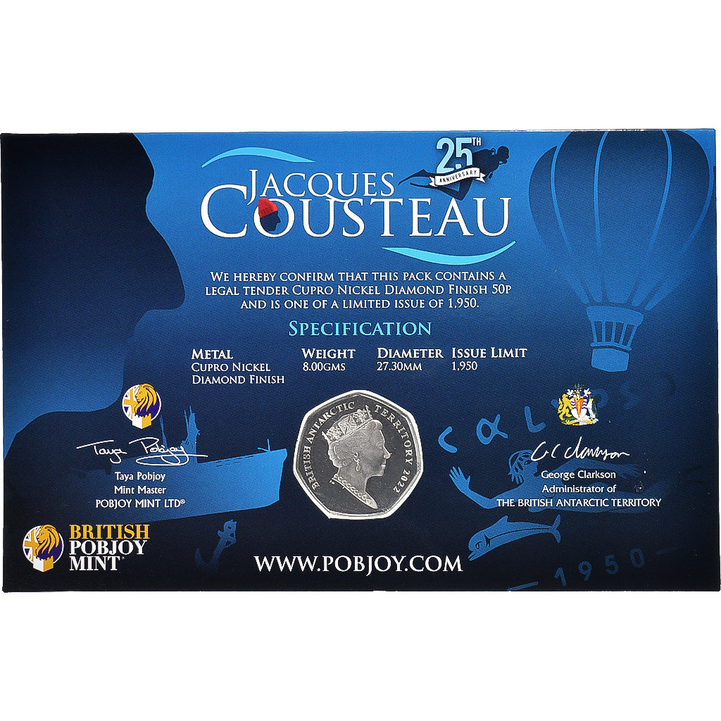 Moneta, British Antarctic Territory, 50 Pence, 2022, Pobjoy Mint, Jacques-Yves