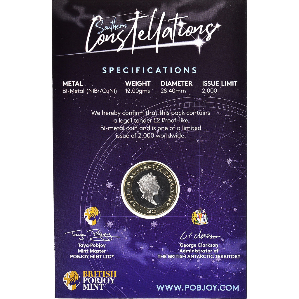 Moneta, British Antarctic Territory, 2 Pounds, 2022, Pobjoy Mint, Pavo