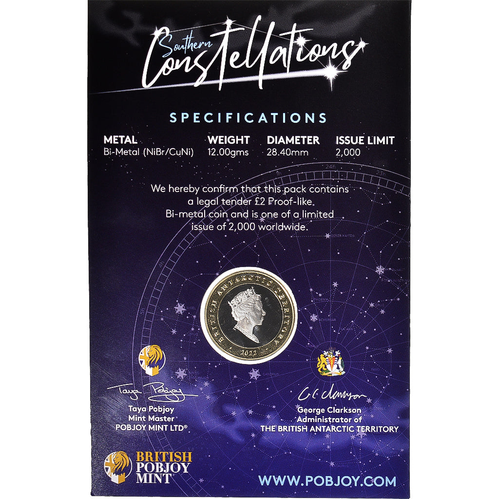 Moeda, British Antarctic Territory, 2 Pounds, 2022, Pobjoy Mint, Constellation