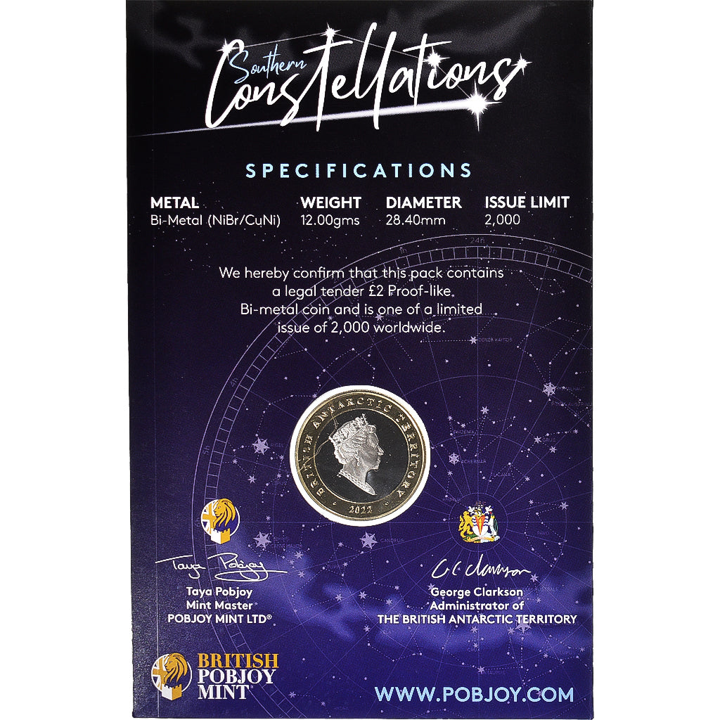 Coin, British Antarctic Territory, 2 Pounds, 2022, Pobjoy Mint, Constellation du