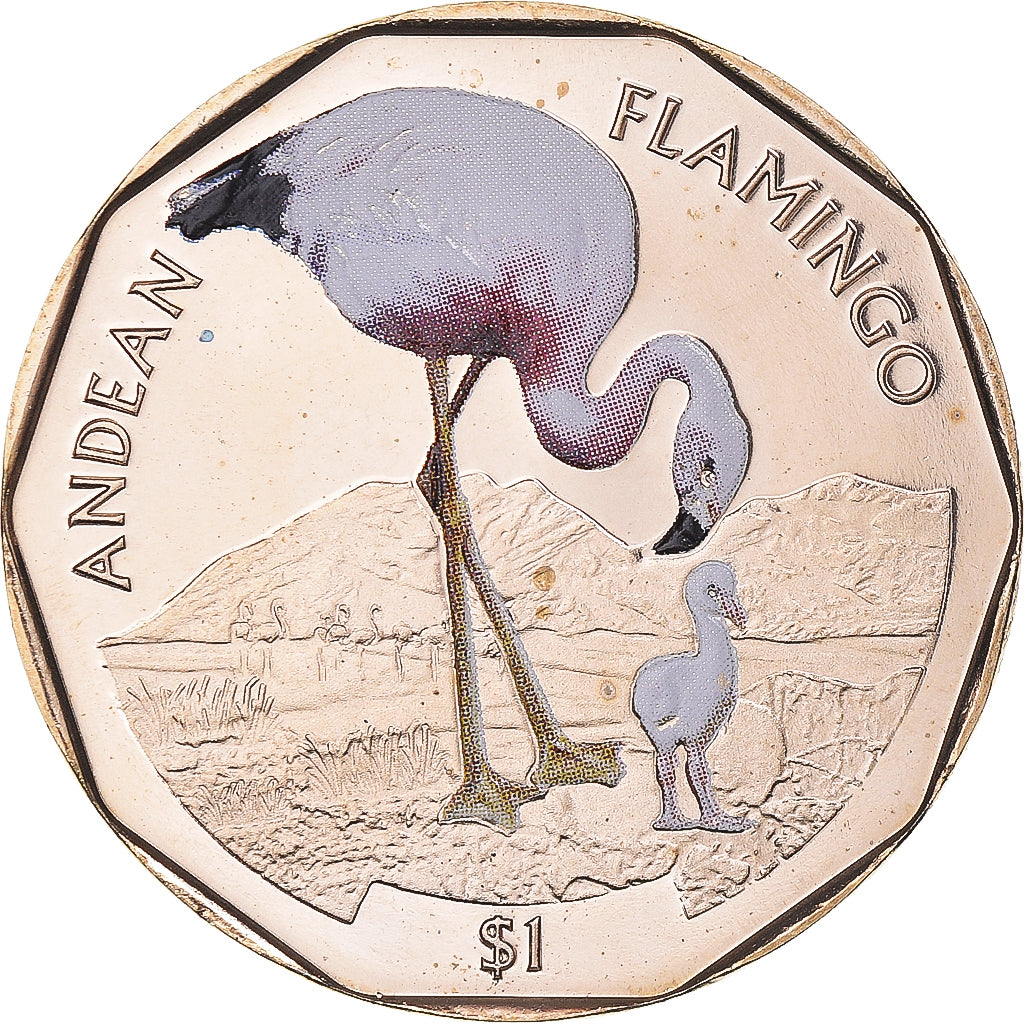 Coin, BRITISH VIRGIN ISLANDS, 1 Dollar, 2019, Coloured Andean Flamingo.FDC