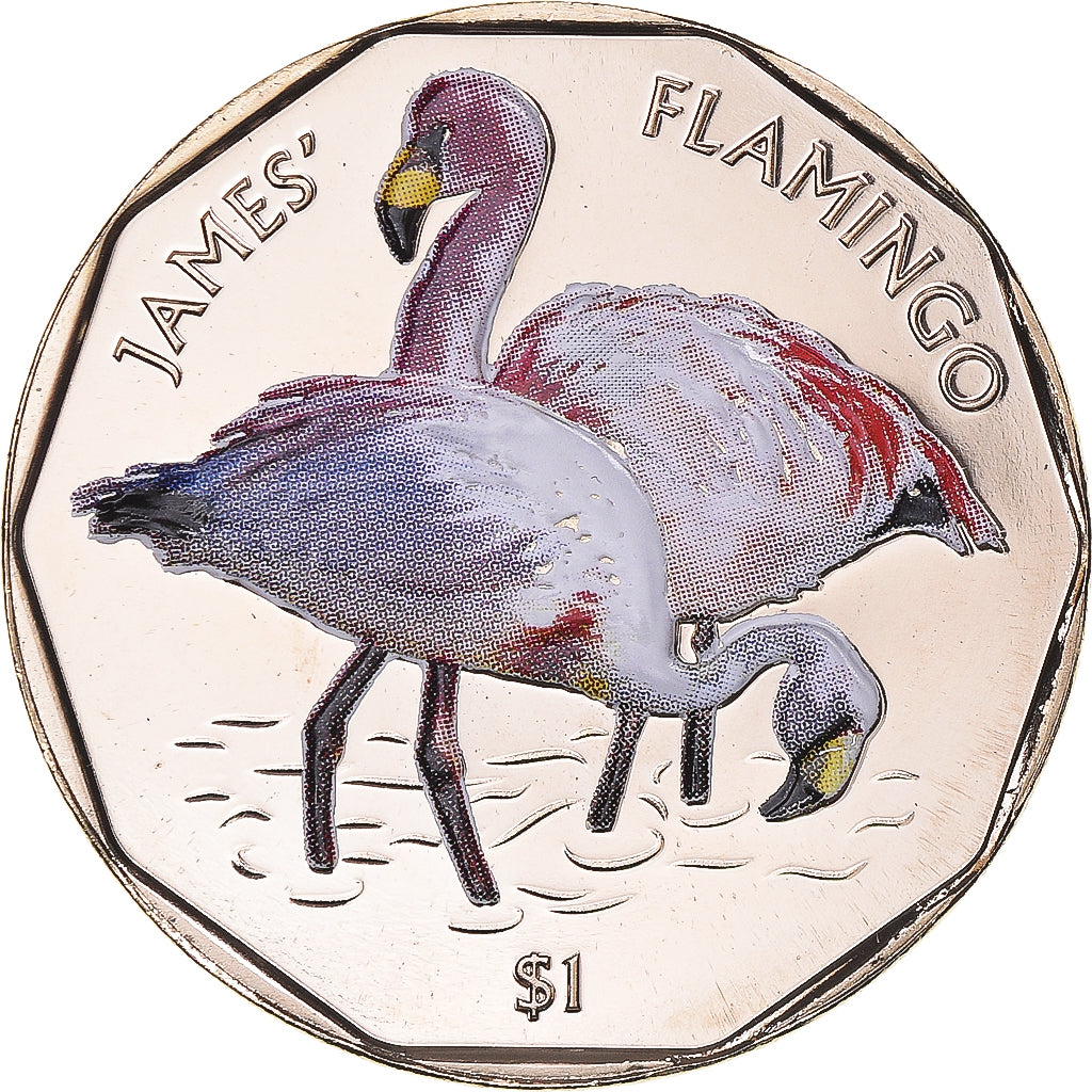 Coin, BRITISH VIRGIN ISLANDS, 1 Dollar, 2019, Coloured James's Flamingo.FDC