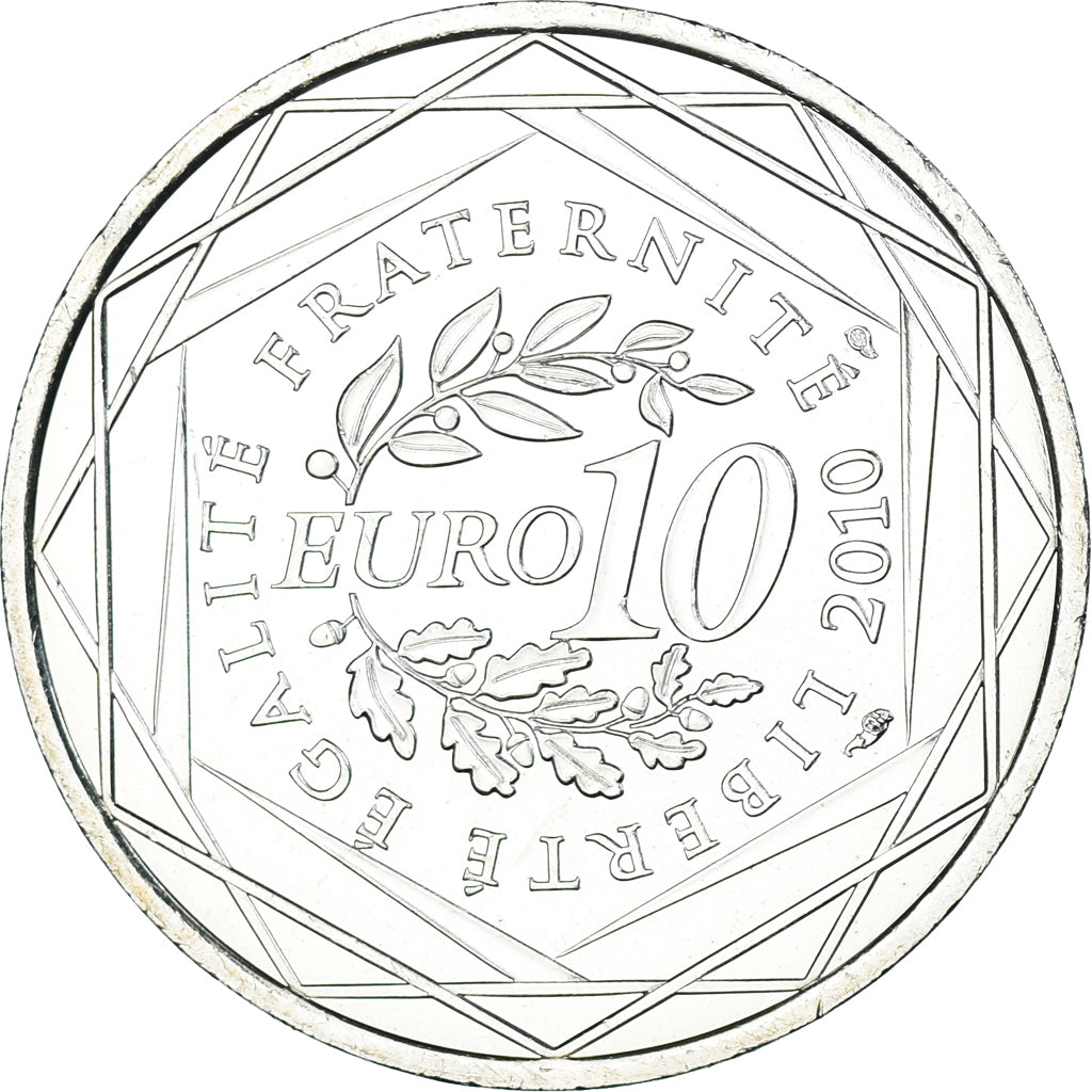 França, 10 Euro, Basse-Normandie, 2010, Paris, MS(65-70), Prata, Gadoury:EU399