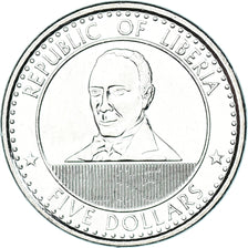 Coin, Liberia, 5 Dollars, 2022, Edward James Roye, MS(63), Nickel plated steel