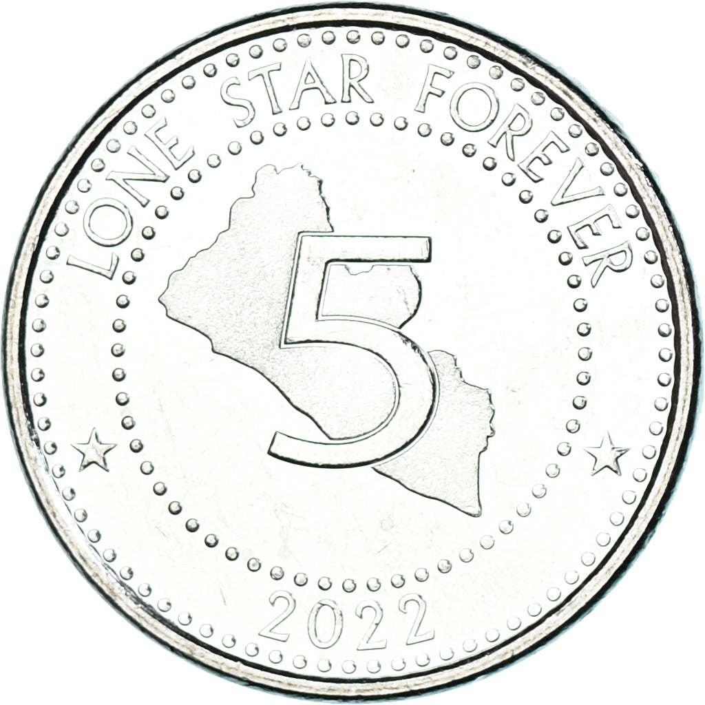 Coin, Liberia, 5 Dollars, 2022, Edward James Roye, MS(63), Nickel plated steel