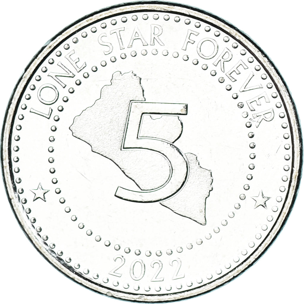 Moeda, Libéria, 5 Dollars, 2022, Edward James Roye, MS(63), Aço Niquelado