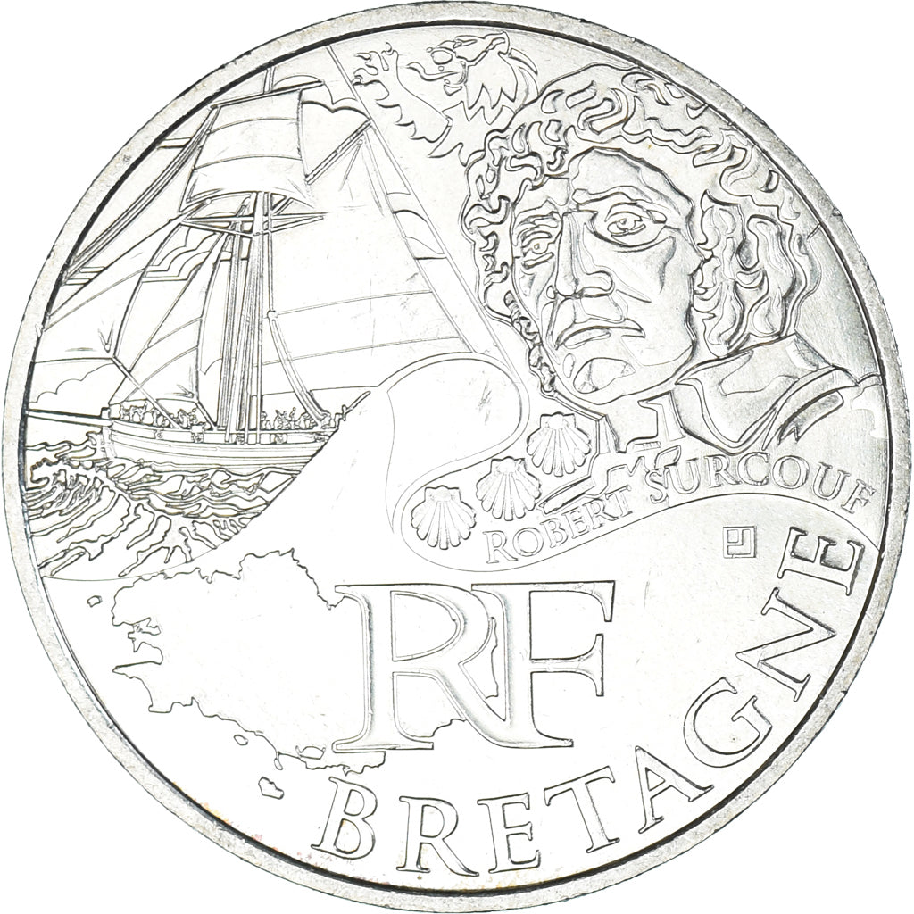 Frankrijk, 10 Euro, Bretagne, 2012, Paris, UNC-, Zilver, KM:1866