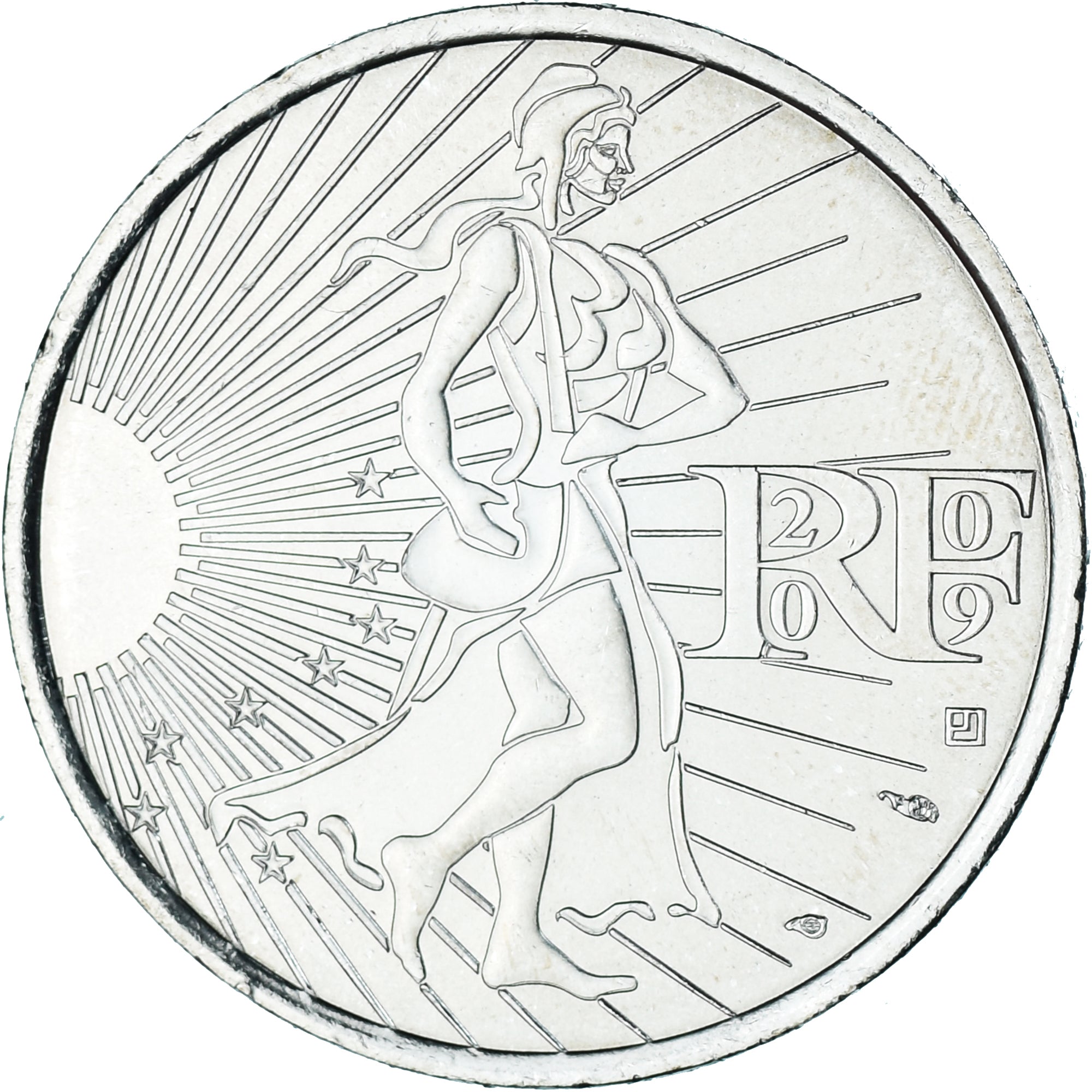 France, 10 Euro, 2009, Semeuse, MS(63), Silver, KM:1580