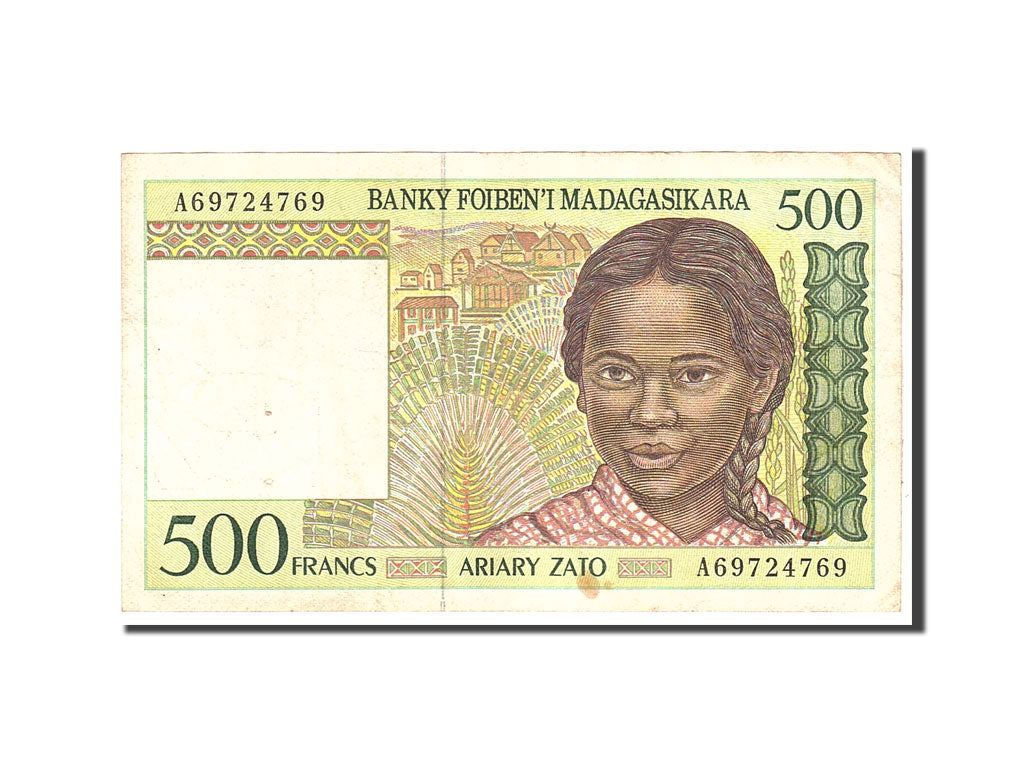 Banknote, Madagascar, 500 Francs = 100 Ariary, 1994, Undated, KM:75a, VF(20-25)