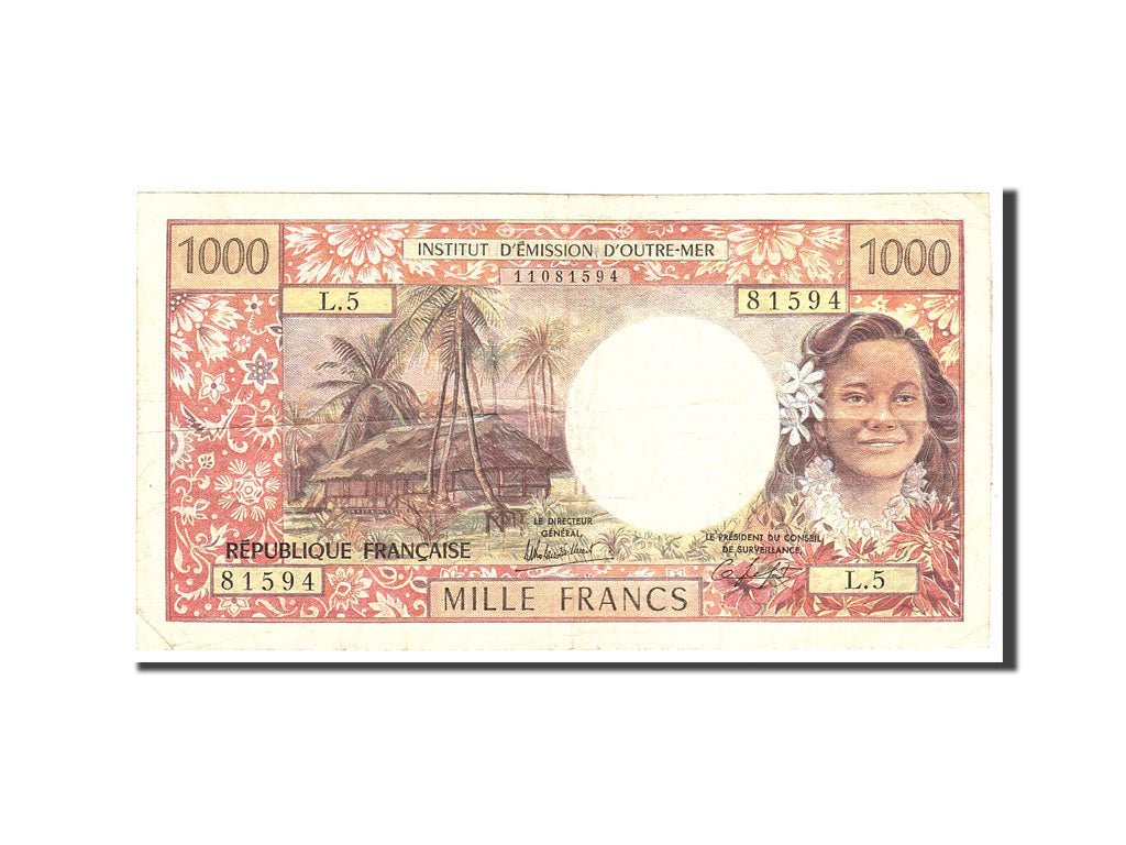 Billete, 1000 Francs, 1985, Tahití, KM:27d, Undated, BC+