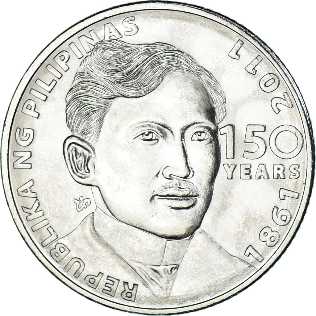 Moeda, Filipinas, Piso, 2011, Jose Rizal 150th Birth Anniversary, MS(63), Aço