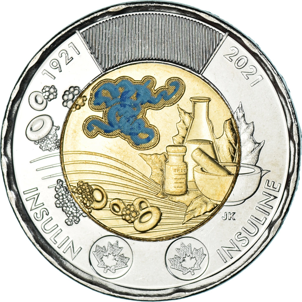 Monnaie, Canada, Découverte de l'insuline, 2 Dollars, 2021, Colorized, SPL
