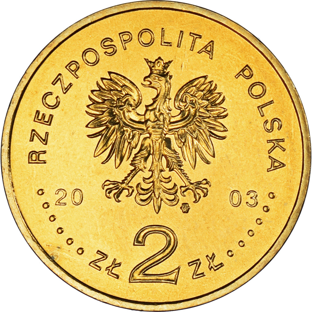 Moneda, Polonia, 2 Zlote, 2003, Warsaw, SC, Latón, KM:473