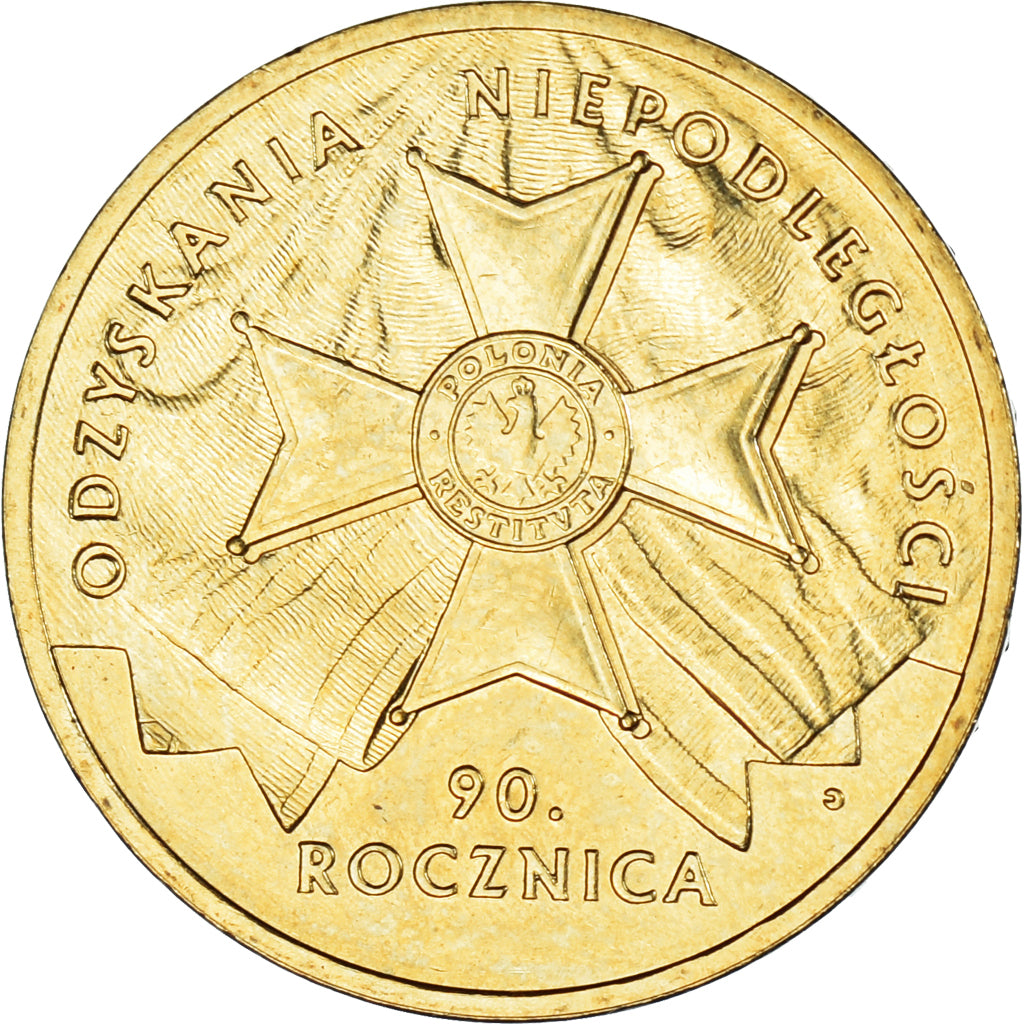 Moneta, Polonia, 2 Zlote, 2008, Warsaw, 90th Anniversary of Regaining Freedom