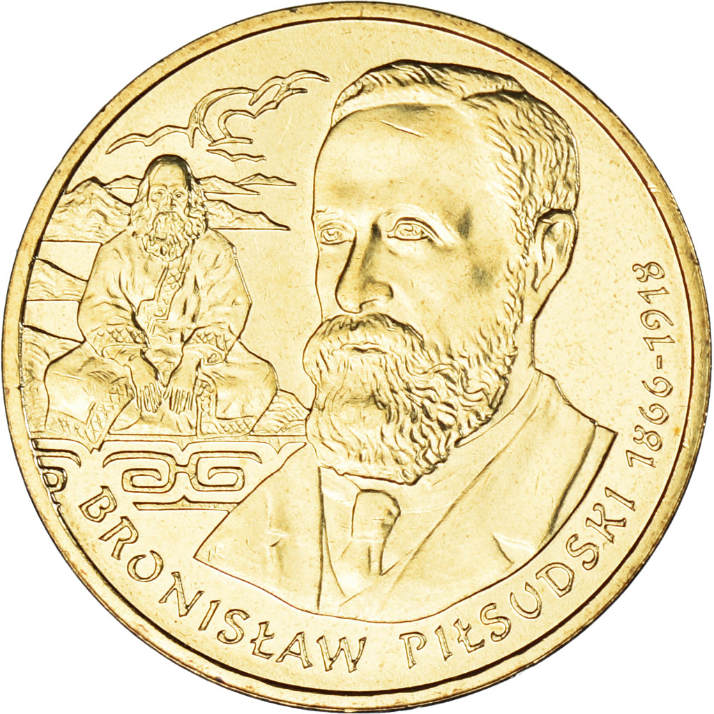 Moeda, Polónia, 2 Zlote, 2008, Warsaw, Bronislaw Pilsudski, MS(63), Latão