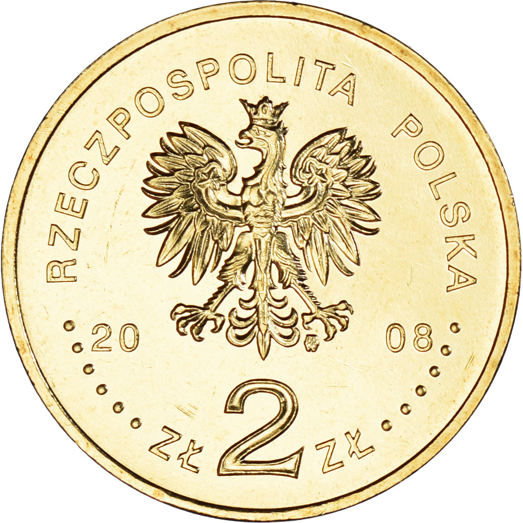 Münze, Polen, 2 Zlote, 2008, Warsaw, Zbigniew Herbert, UNZ, Messing, KM:634