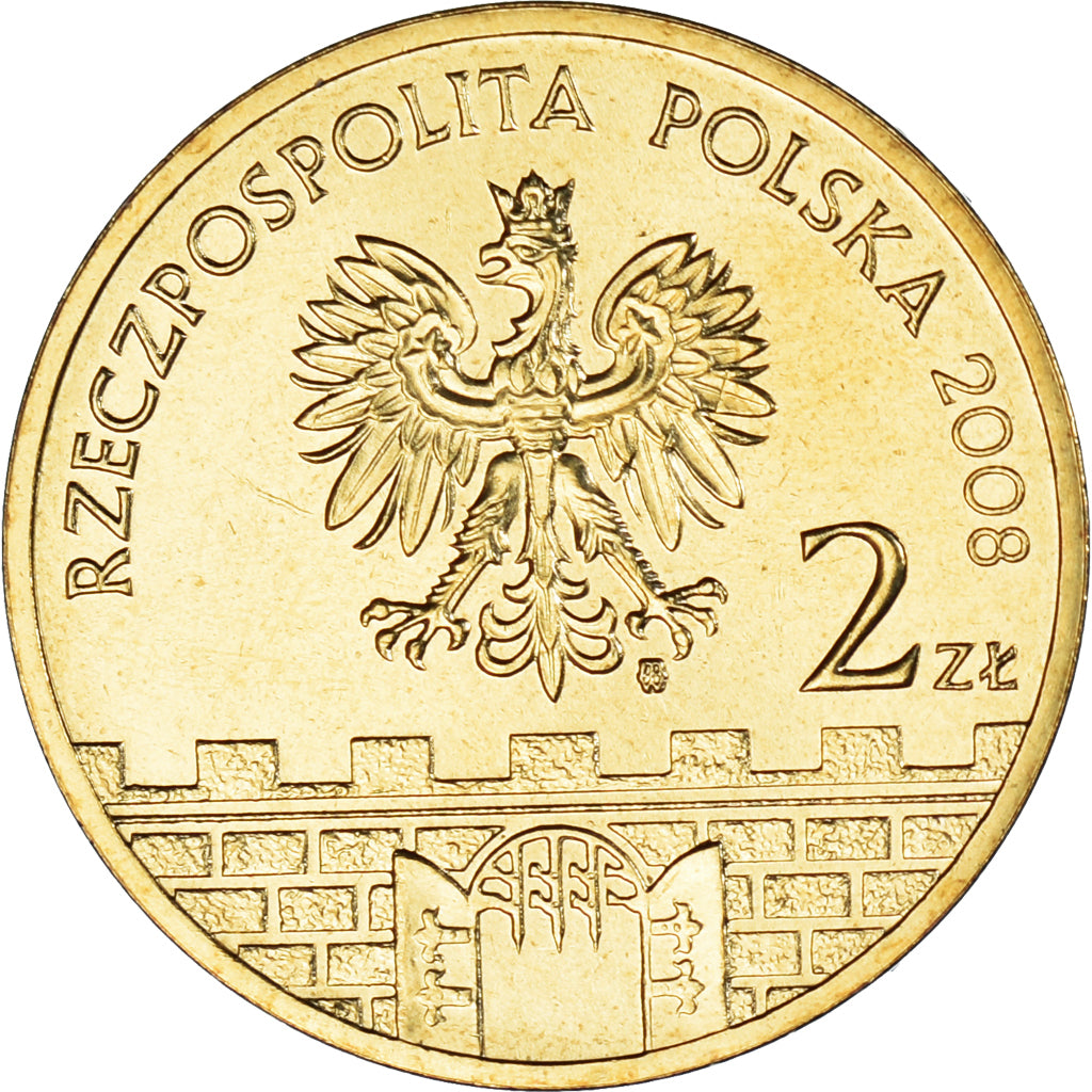 Coin, Poland, 2 Zlote, 2008, Warsaw, Piotrkow Trybunalski, MS(63), Brass, KM:628