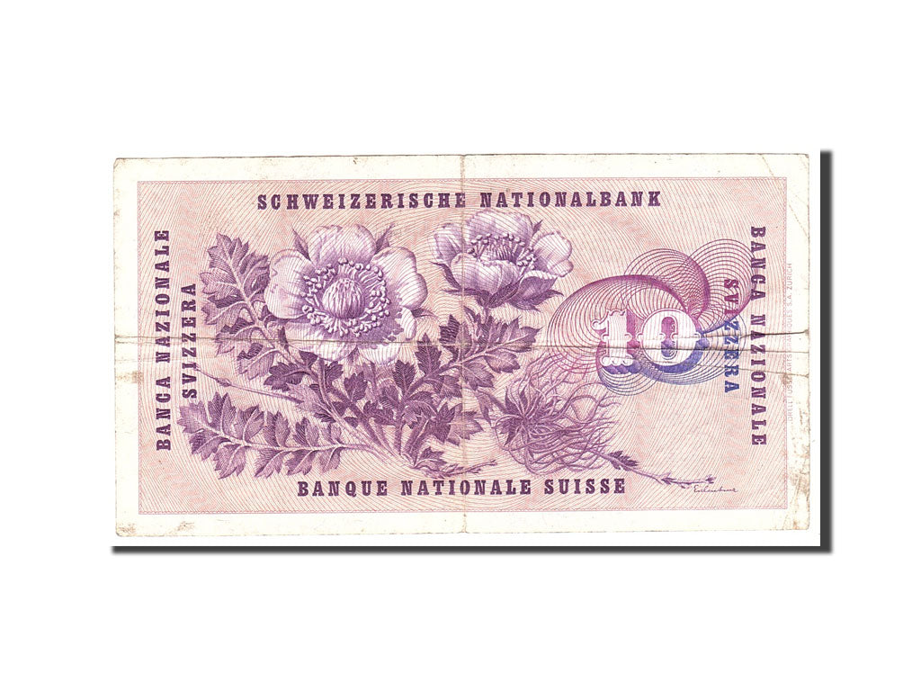 Banknot, Szwajcaria, 10 Franken, 1968, 1968-05-15, KM:45n, VF(20-25)