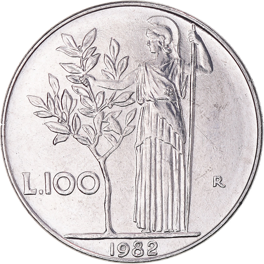 Moeda, Itália, 100 Lire, 1982, Rome, MS(63), Aço Inoxidável, KM:96.1