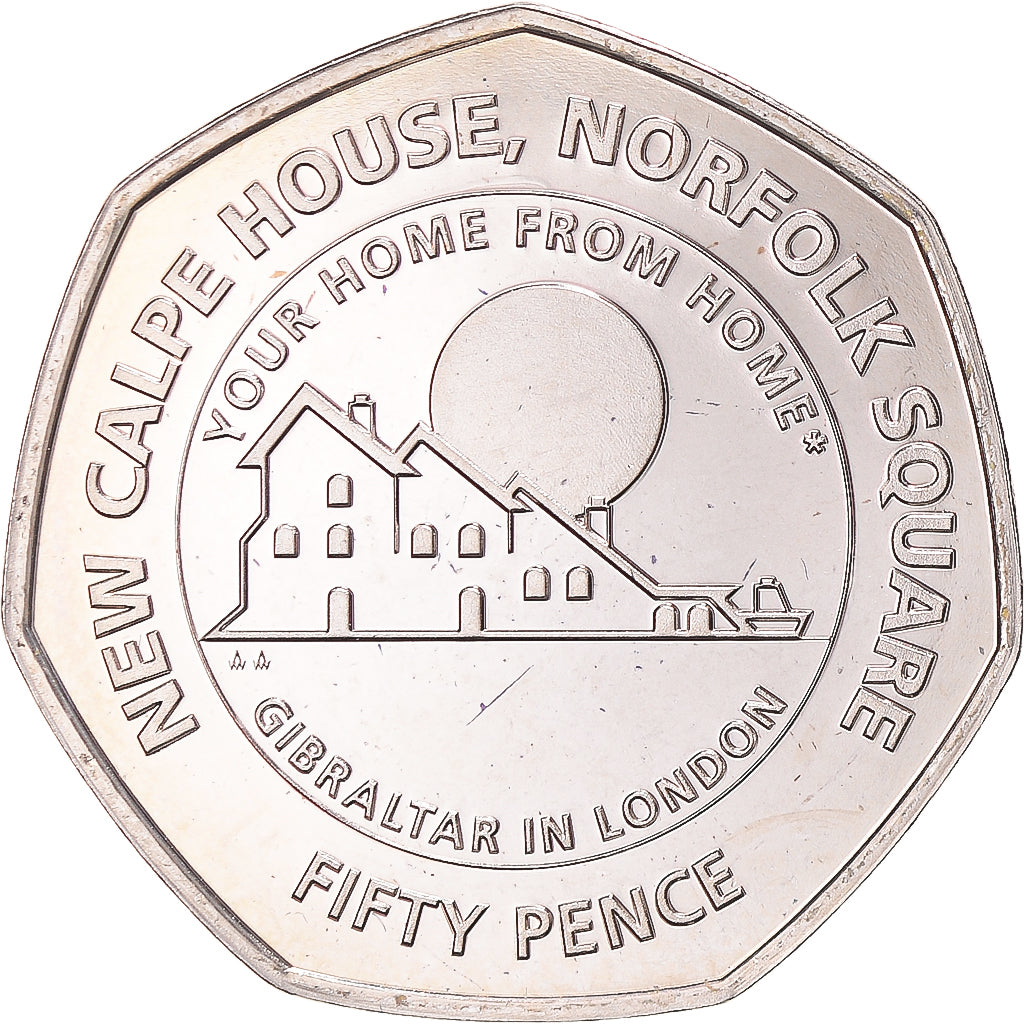 Coin, Gibraltar, 50 Pence, 2018, New Calpe House, MS(65-70), Copper-nickel