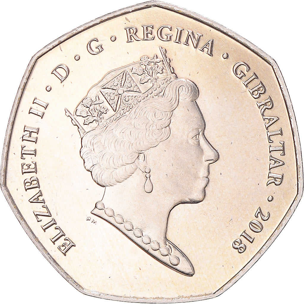 Moneta, Gibilterra, 50 Pence, 2018, New Calpe House, FDC, Rame-nichel
