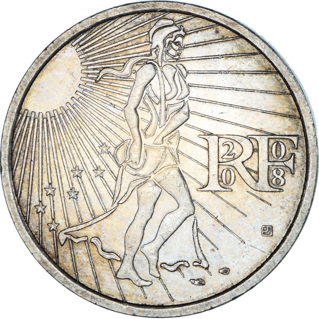 Francia, 15 Euro, Semeuse, 2008, MBC+, Plata, Gadoury:EU288, KM:1535