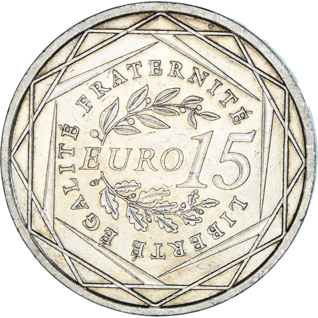 Francia, 15 Euro, Semeuse, 2008, MBC+, Plata, Gadoury:EU288, KM:1535