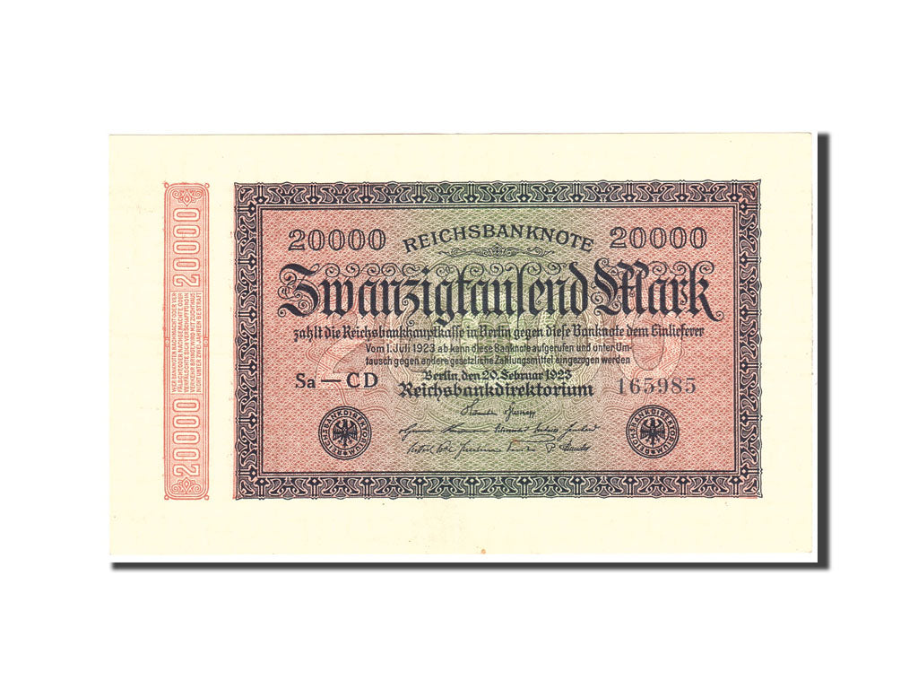 Banknote, Germany, 20,000 Mark, 1923, 1923-02-20, KM:85c, AU(55-58)