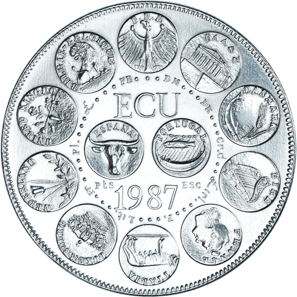 Francia, medalla, Ecu Europa, Marianne, Politics, 1987, Rodier, FDC, Cobre -