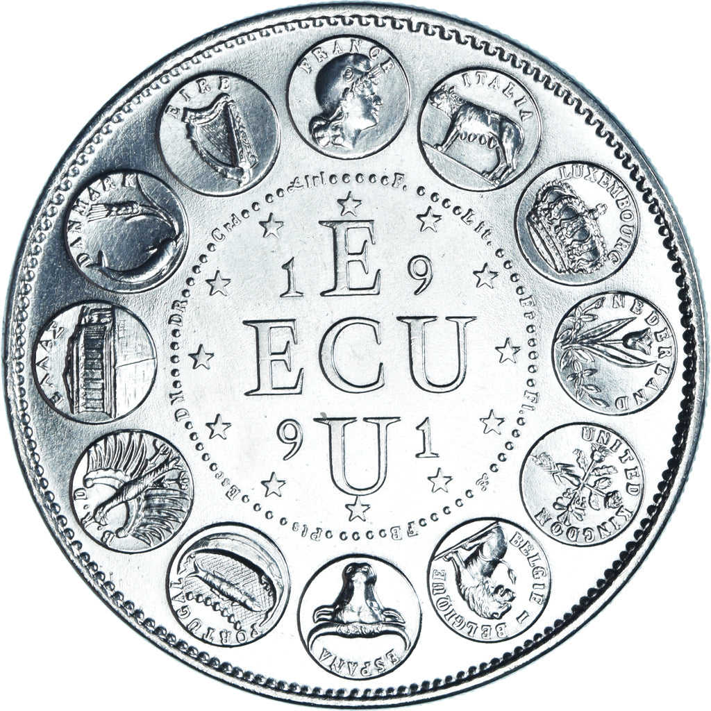 Francia, medalla, Ecu Europa, Marianne, Politics, 1991, Rodier, FDC, Cobre -